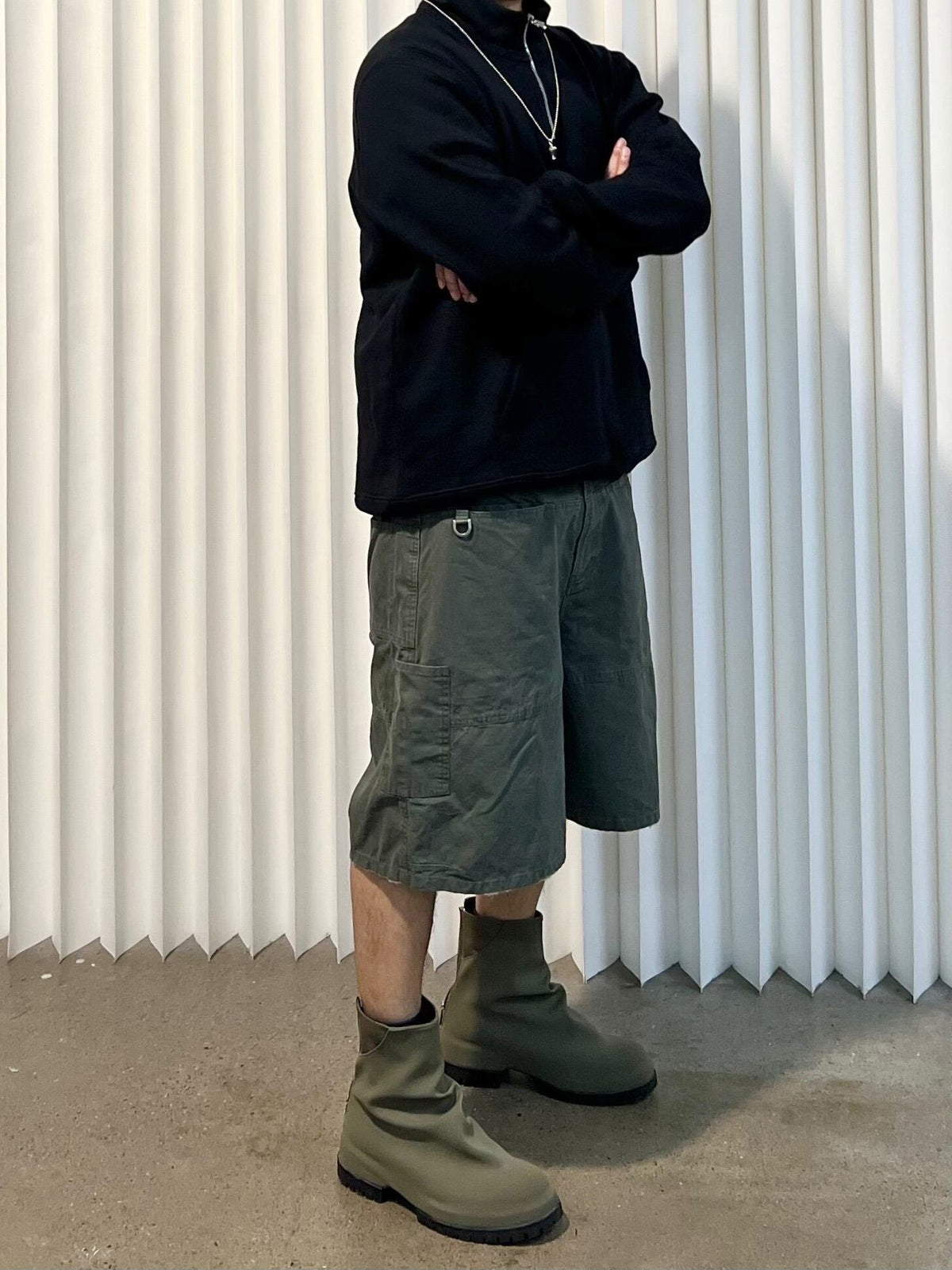 HIH WASHED WORK SHORTS / GREEN - image 5