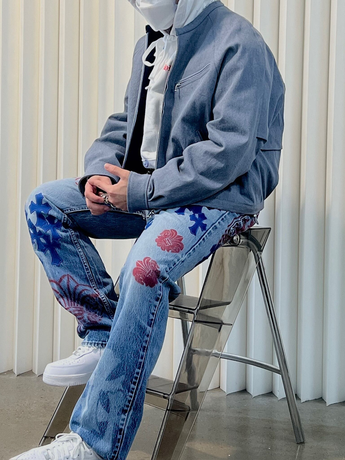 HIH COLLARLESS DENIM JACKET / INDIGO - image 7